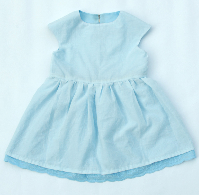 Ladulsatina Lotta Dress by Compagnie M in broderie anglaise cotton - Blue version - lining back