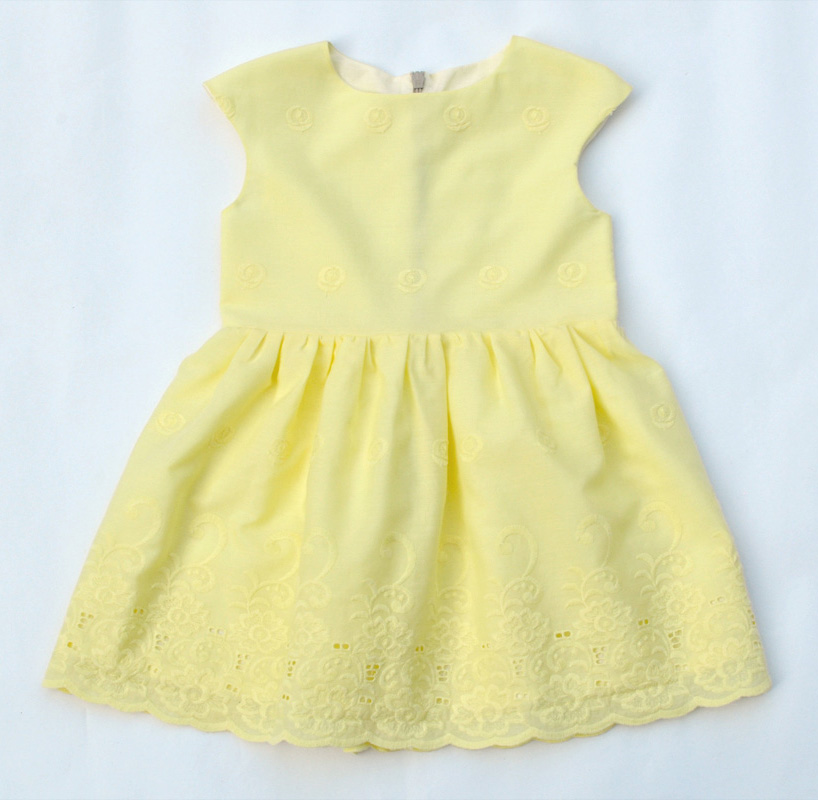 Ladulsatina Lotta Dress by Compagnie M in broderie anglaise cotton - Yellow version - Front