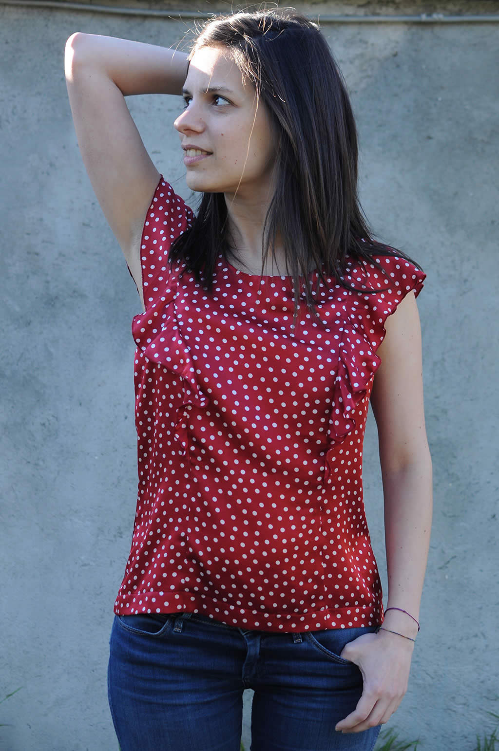 Ladulsatina DIY Fashion and sewing - Polka Dot blouse - Blusa a pois - Front