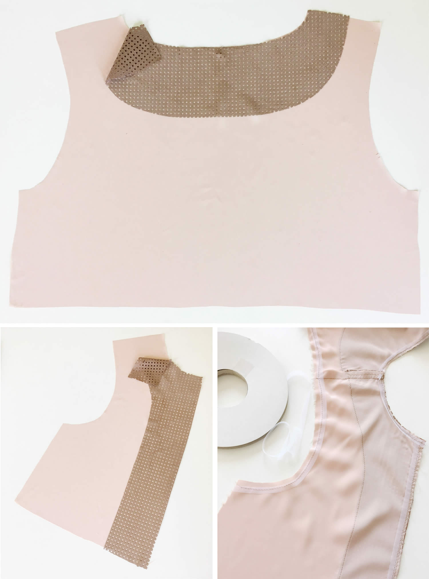 Ladulsatina Sewing Blog - Aestiva sleeveless short vest by Wearologie in laser-cut alcantara and silk - work in progress details