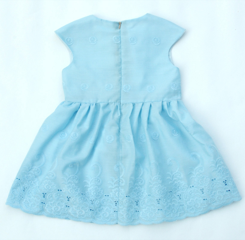 Ladulsatina Lotta Dress by Compagnie M in broderie anglaise cotton - Blue version - Back
