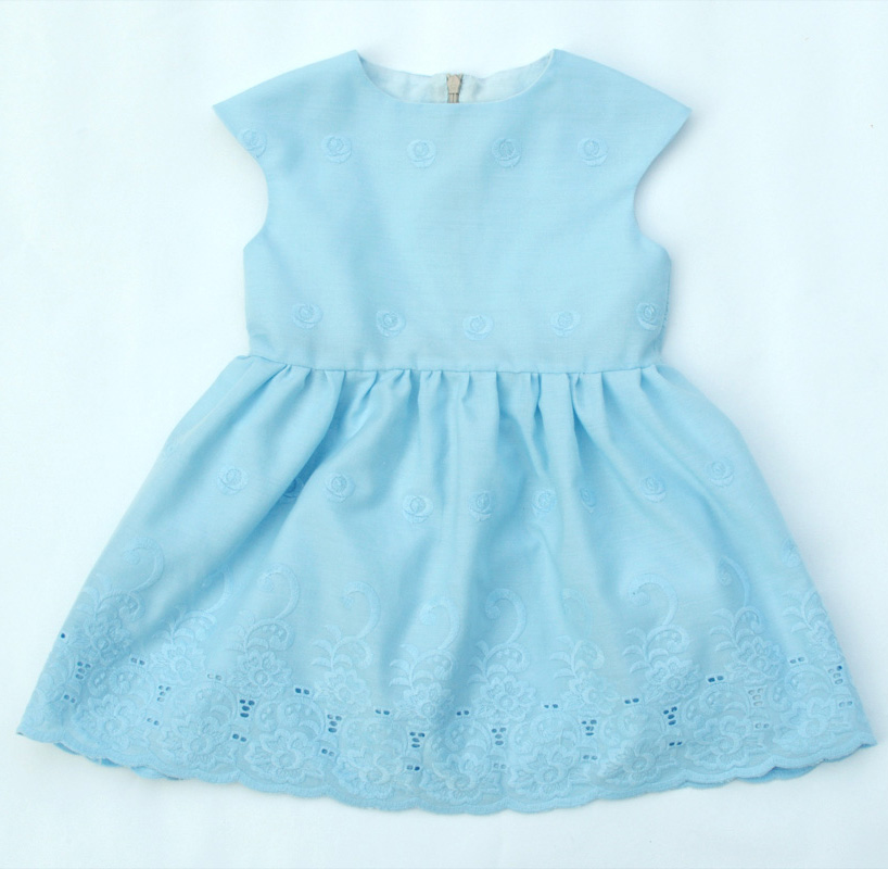 Ladulsatina Lotta Dress by Compagnie M in broderie anglaise cotton - Blue version - front