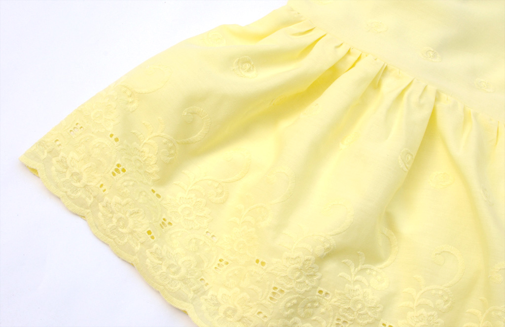 Ladulsatina Lotta Dress by Compagnie M in broderie anglaise cotton - Yellow version - skirt and fabric detail