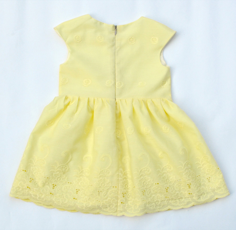 Ladulsatina Lotta Dress by Compagnie M in broderie anglaise cotton - Yellow version - back