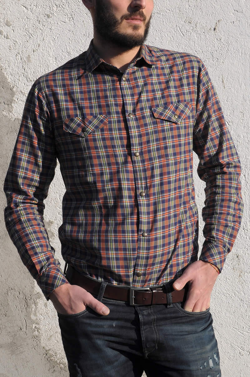 Ladulsatina - Camicia da uomo handmade scozzese - Negroni Shirt - Colette Patterns _ Fronte